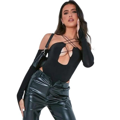 Front - Missy Empire Womens/Ladies Crossover Bodysuit