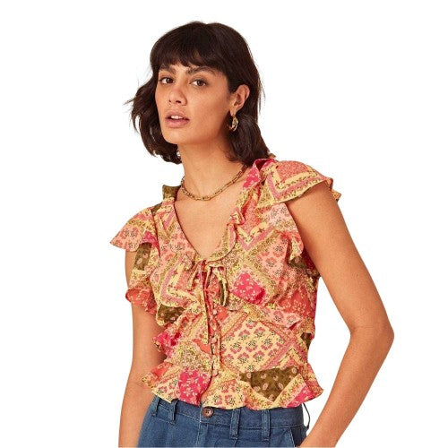 Front - Nobody´s Child Womens/Ladies Floral V Neck Short-Sleeved Blouse