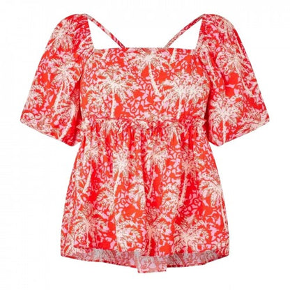 Front - Biba Womens/Ladies Square Neck Puff Sleeve Blouse