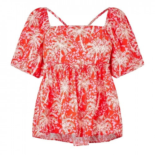 Front - Biba Womens/Ladies Square Neck Puff Sleeve Blouse