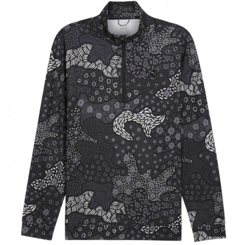 Front - Puma Mens Camo Quarter Zip T-Shirt