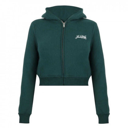 Front - Jack Wills Womens/Ladies Script Cropped Full Zip Hoodie