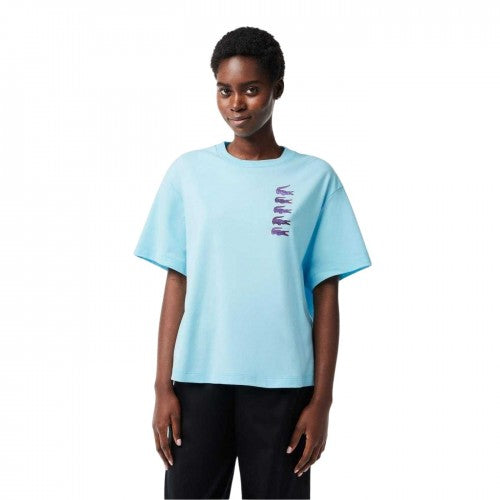Front - Lacoste Womens/Ladies Crocodile Print Oversized T-Shirt