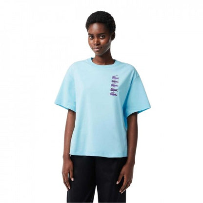 Front - Lacoste Womens/Ladies Crocodile Print Oversized T-Shirt