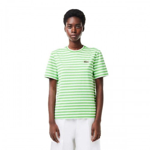 Front - Lacoste Womens/Ladies Striped Loose Fit T-Shirt