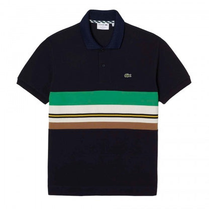 Front - Lacoste Mens French Made Contrast Striped Polo Shirt
