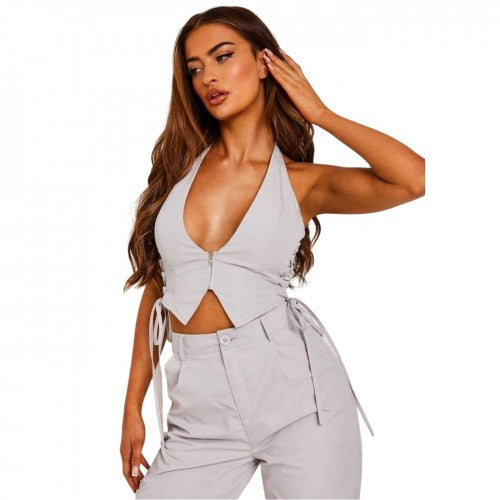 Front - Missy Empire Womens/Ladies Cropped Fitted Waistcoat