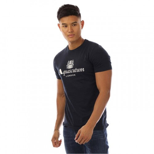 Front - Aquascutum Mens Logo Crew Neck Regular T-Shirt