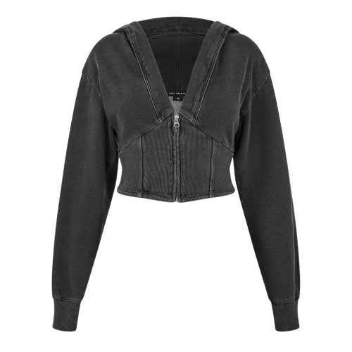 Front - Good American Womens/Ladies Jeanius Crop Hoodie
