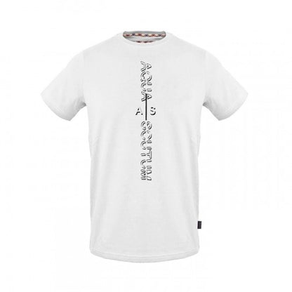 Front - Aquascutum Mens Vertical Logo Jersey T-Shirt