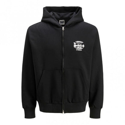Front - Jack And Jones Mens Graphic Print Regular Full Zip Hoodie