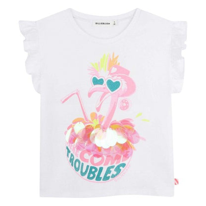 Front - Billieblush Girls Flamingo T-Shirt