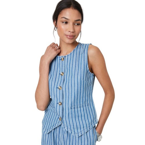 Front - Threadbare Womens/Ladies Fifi Denim Sleeveless Waistcoat