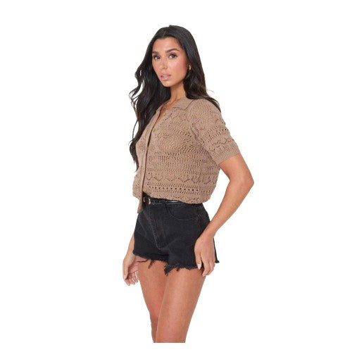 Front - I Saw It First Womens/Ladies Crochet Top