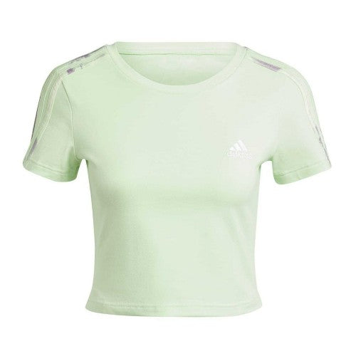 Front - Adidas Womens/Ladies 3 Stripes Slim Crop T-Shirt
