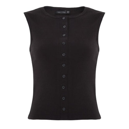 Front - I Saw It First Womens/Ladies Ribbed Button Fitted Top