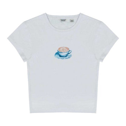 Front - Jack Wills Womens/Ladies Coffee Cup Fitted Crop Top