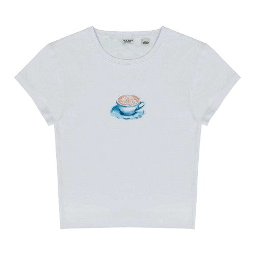Front - Jack Wills Womens/Ladies Coffee Cup Fitted Crop Top