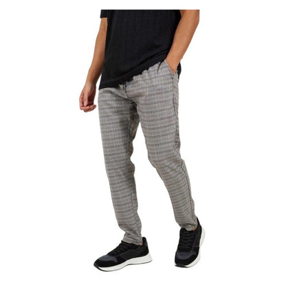 Front - Brave Soul Mens Checked Jogging Bottoms