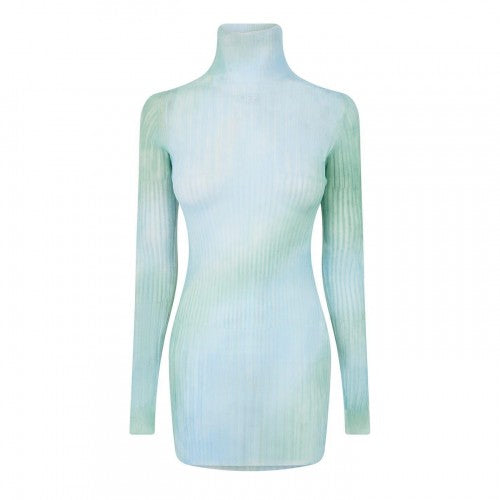 Front - Off White Womens/Ladies Tie Dye Bodycon Long-Sleeved Mini Dress