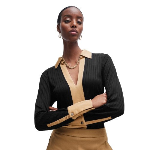Front - Boss Womens/Ladies Elanty Ribbed Long-Sleeved Blouse