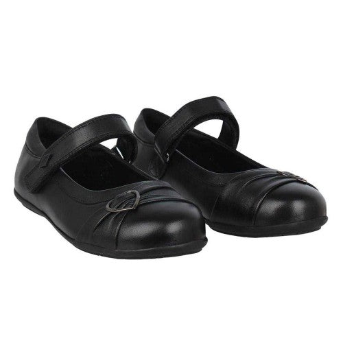 Front - Lee Cooper Girls Loreto Classic Leather Flat School Shoes