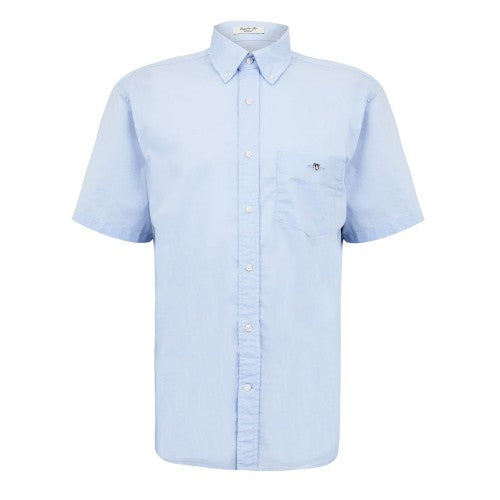 Front - Gant Mens Classic Logo Poplin Short-Sleeved Shirt