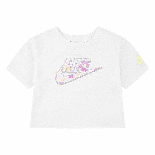 Front - Nike Girls Floral Boxy Crop Top