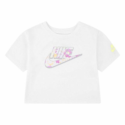 Front - Nike Girls Floral Boxy Crop Top