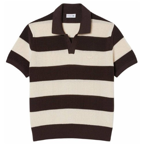 Front - Lacoste Mens Striped Knitted Polo Shirt