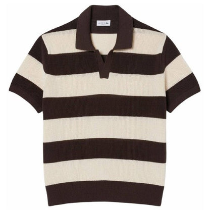 Front - Lacoste Mens Striped Knitted Polo Shirt