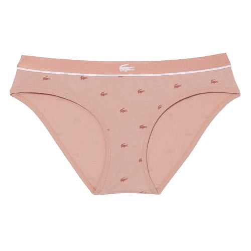 Front - Lacoste Womens/Ladies All Over Logo Cotton Stretch Briefs