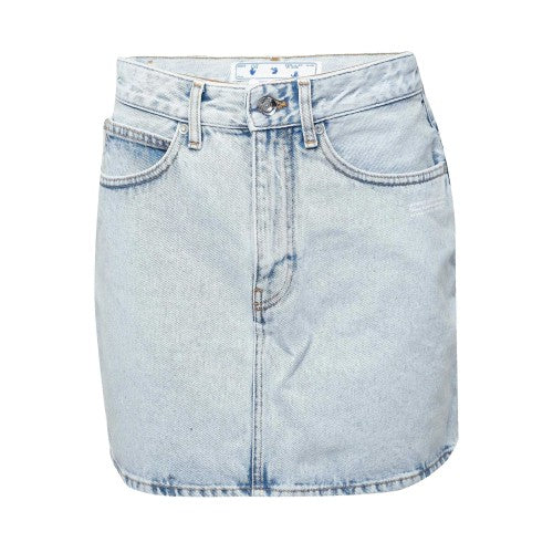 Front - Off White Womens/Ladies Corp Denim Mini Skirt