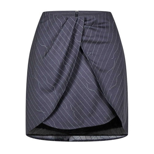 Front - Off White Womens/Ladies Pinstripe Wool Blend Slim Mini Skirt