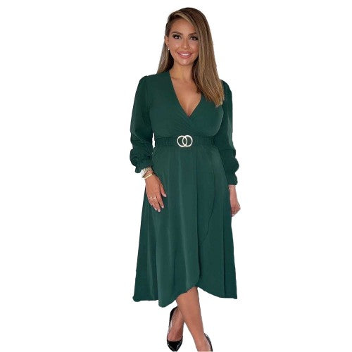 Front - Ax Womens/Ladies Belted Midi Dress