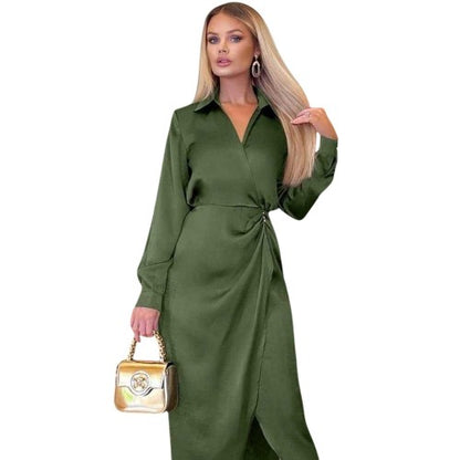 Front - AX Paris Womens/Ladies Satin Midi Shirt Dress