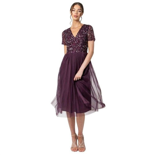 Front - Deluxe Womens/Ladies Sequin Midi Dress