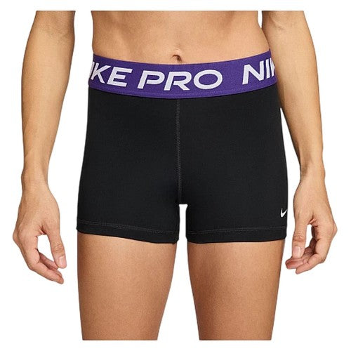Black-Purple - Front - Nike Womens-Ladies Pro Dri-FIT Stretch Running Shorts