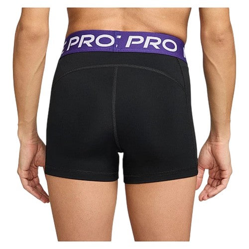 Black-Purple - Back - Nike Womens-Ladies Pro Dri-FIT Stretch Running Shorts