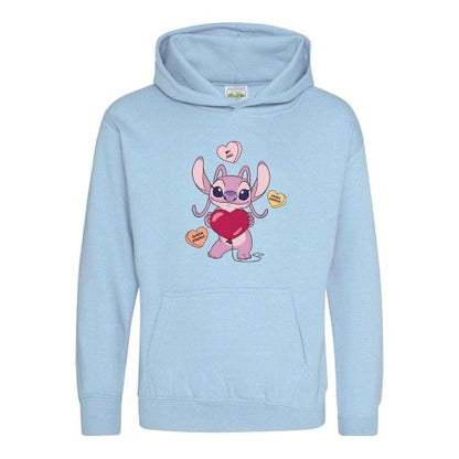 Blue-Valentines - Front - Lilo & Stitch Childrens-Kids Angel Valentine`s Day Hoodie