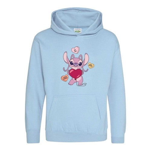 Front - Lilo & Stitch Childrens/Kids Angel Valentine`s Day Hoodie