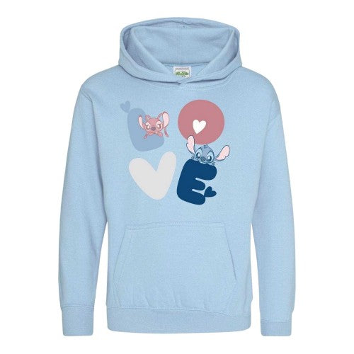 Front - Lilo & Stitch Childrens/Kids Love Valentine`s Day Hoodie