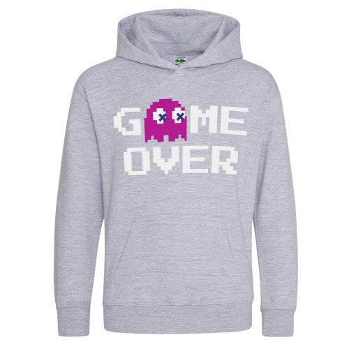Grey - Front - Pac-Man Childrens-Kids Game Over Pac-Man Hoodie