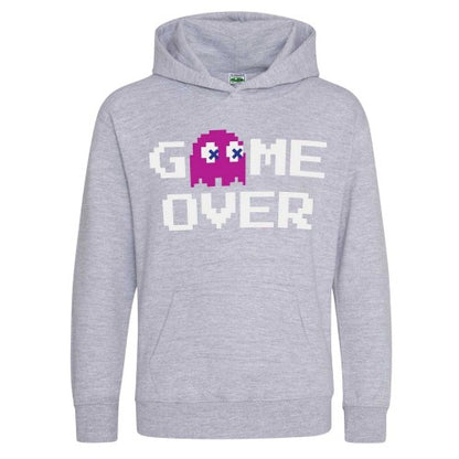 Grey - Front - Pac-Man Childrens-Kids Game Over Pac-Man Hoodie