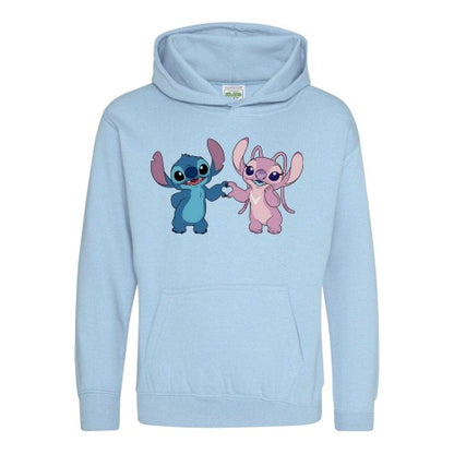 Front - Lilo & Stitch Childrens/Kids Stitch & Angel Valentine`s Day Hoodie