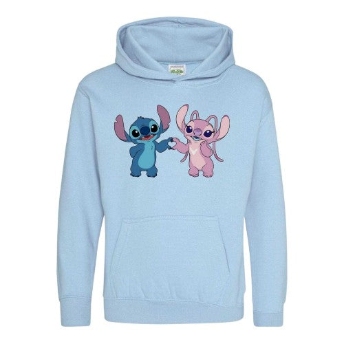 Front - Lilo & Stitch Childrens/Kids Stitch & Angel Valentine`s Day Hoodie