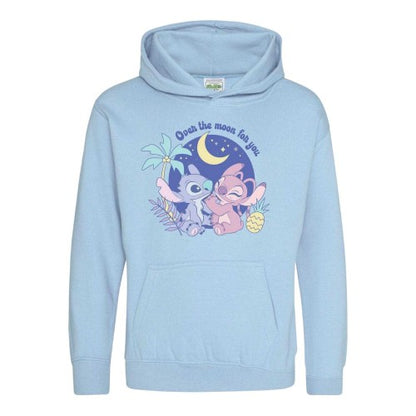 Front - Lilo & Stitch Childrens/Kids Over The Moon Valentine`s Day Hoodie