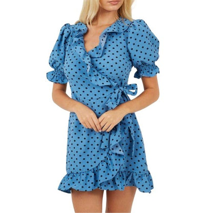 Front - Brave Soul Womens/Ladies Polka Dot V Neck Wrap Dress