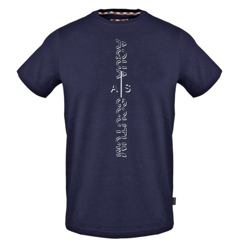 Front - Aquascutum Mens Vertical Logo Crew Neck T-Shirt