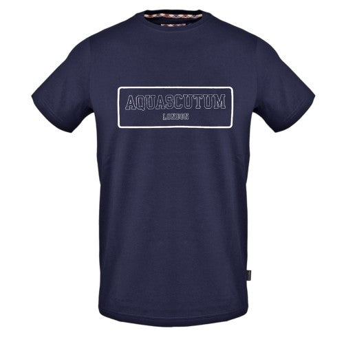 Front - Aquascutum Unisex Adult Lettering Print Crew Neck T-Shirt